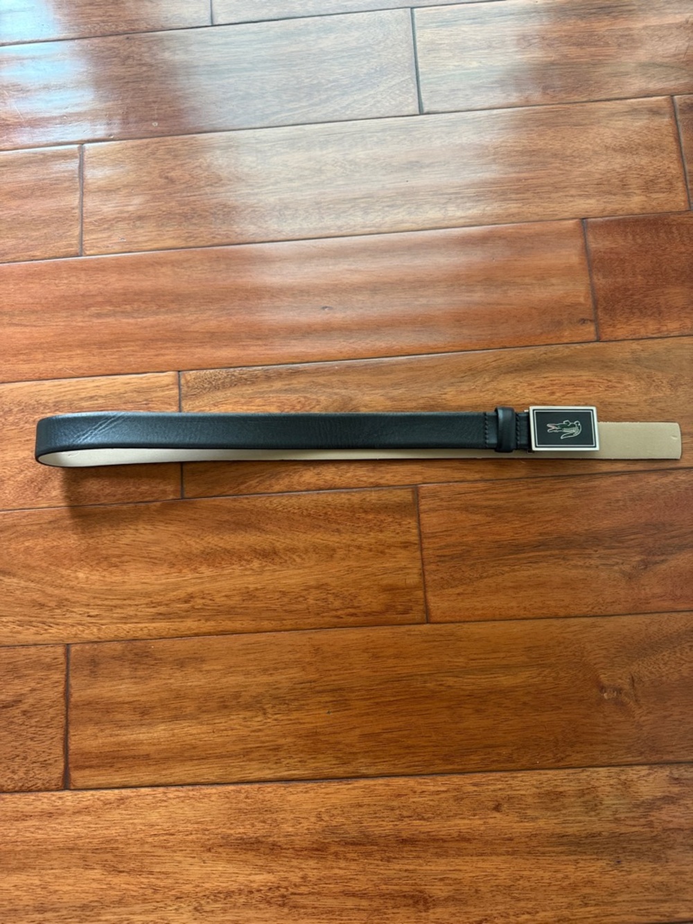 Lacoste Black Leather Reversible Belt - Signature Crocodile Buckle